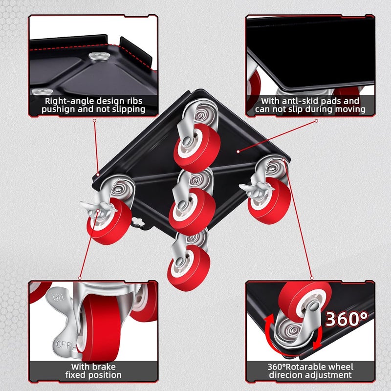 BTECH Heavy Furniture Movers with 5 Wheels Furniture Dolly Rotatable Wheel Dolly for Moving Furniture Lift Mover Tool Set Carbon Steel Panel Heavy Duty Dolly Maximum Load 3475 LBS - Image 2